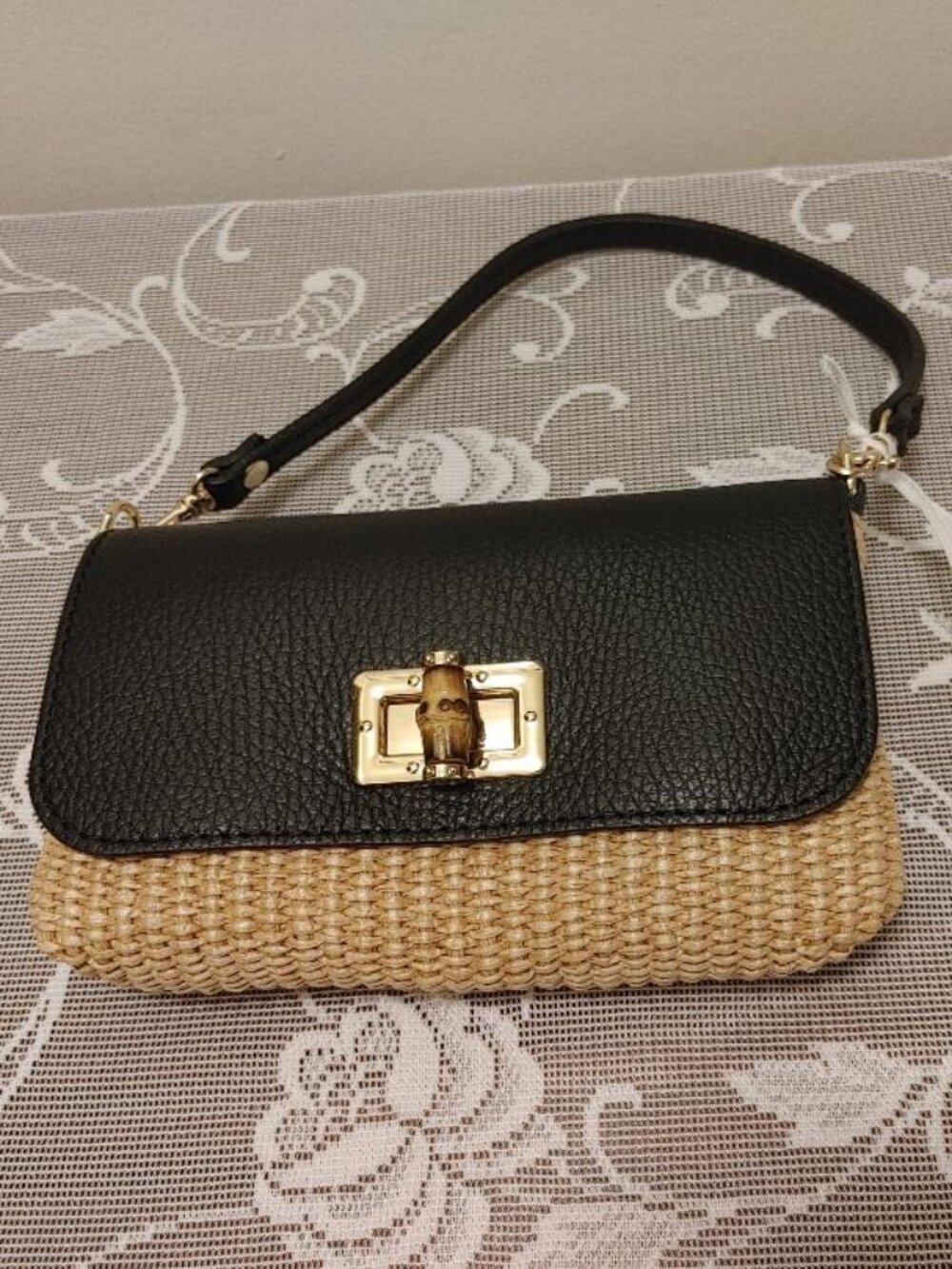 BNWT German Fuentes Italian Leather Bag w/ Interchangeable Gold-Tone Chain Strap